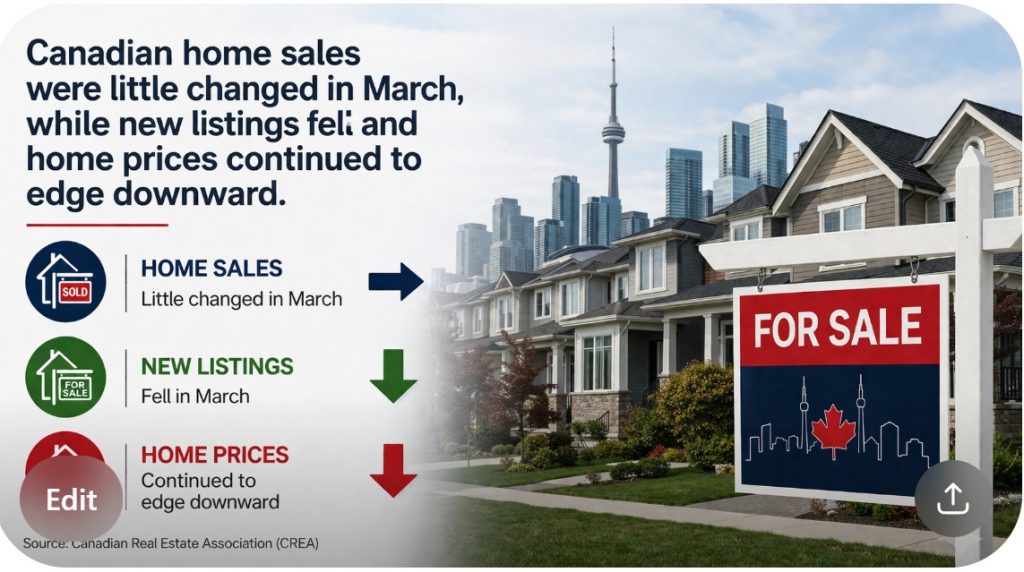 Canadian home sales activity little changed in March as the number of ...